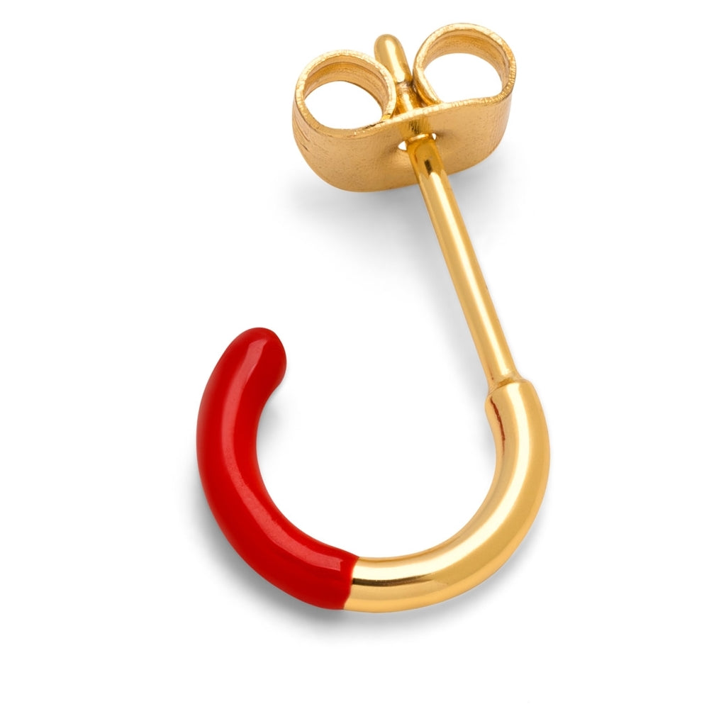 LULU Copenhagen Color Hoop Half Dip 1 pcs gold plated Hoops Passion Red