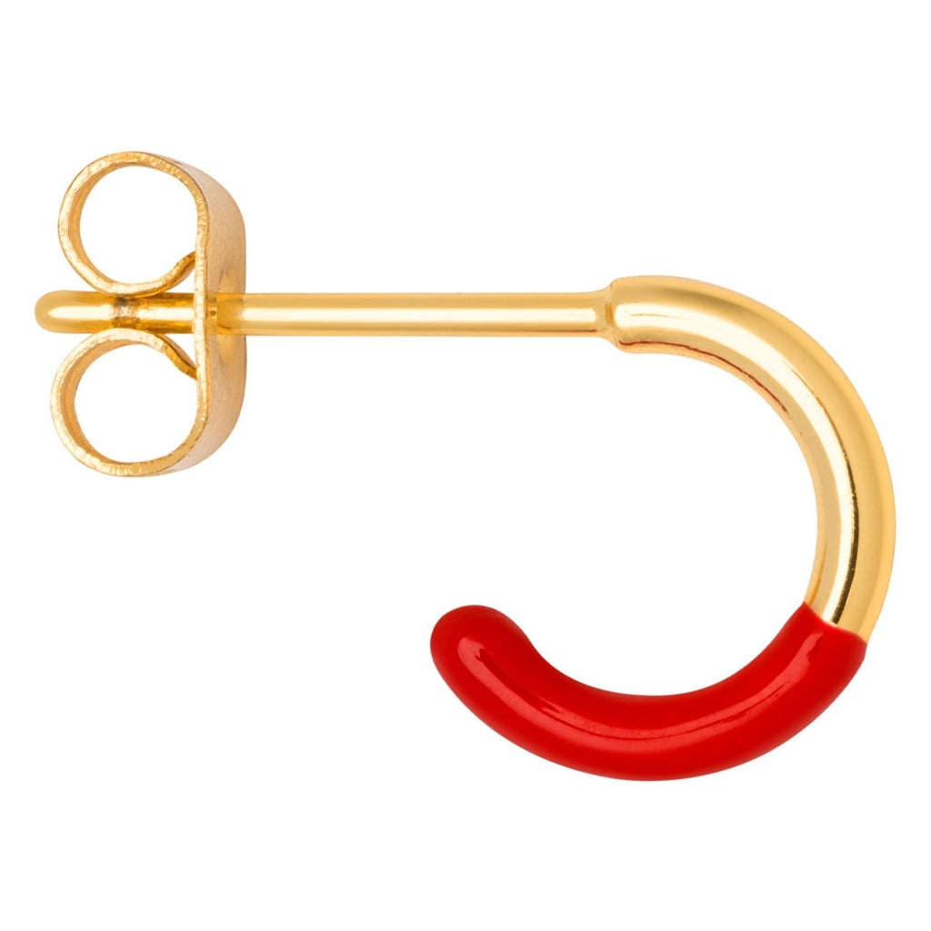 LULU Copenhagen Color Hoop Half Dip 1 pcs gold plated Hoops Passion Red