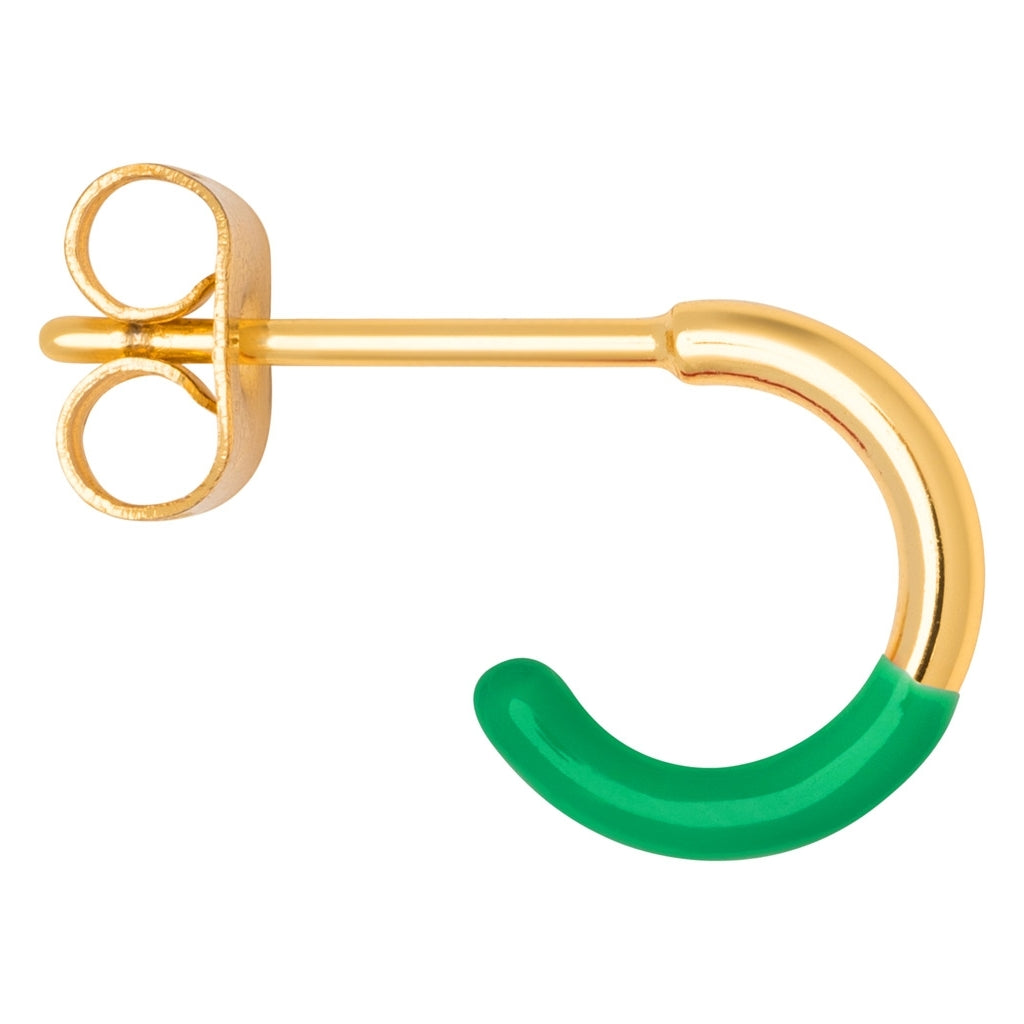 LULU Copenhagen Color Hoop Half Dip 1 pcs gold plated Hoops Light Green