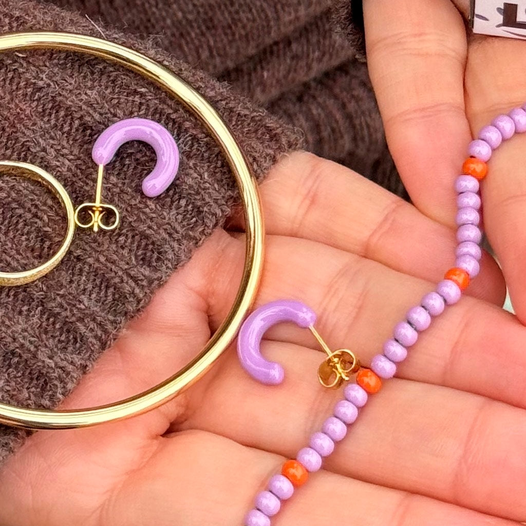 LULU Copenhagen Color Hoops Chunky Pair Hoops Purple