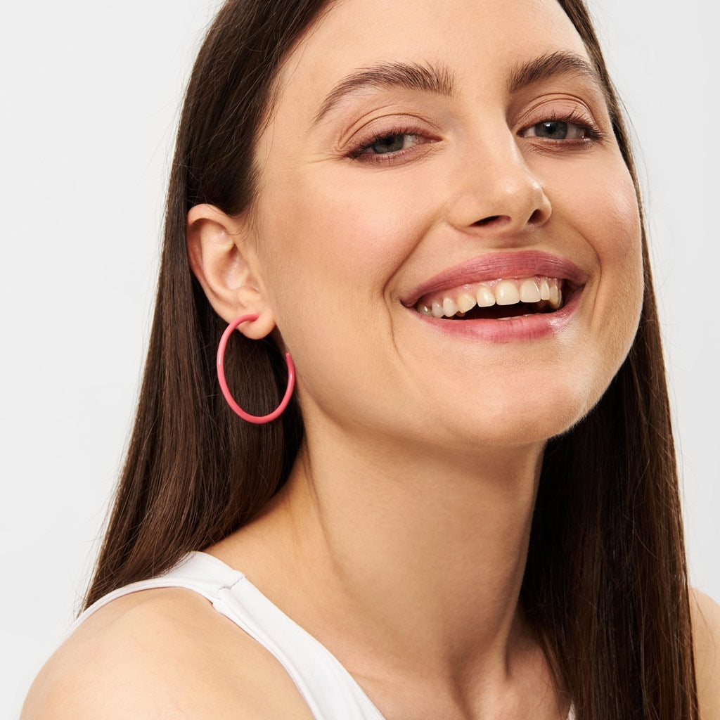 LULU Copenhagen Color Hoops Large Pair Hoops Pink Coral