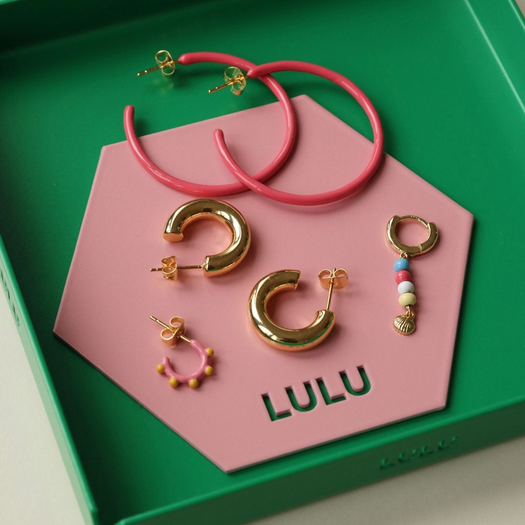 LULU Copenhagen Color Hoops Large Pair Hoops Pink Coral