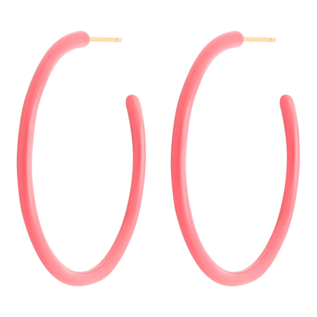 LULU Copenhagen Color Hoops Large Pair Hoops Pink Coral