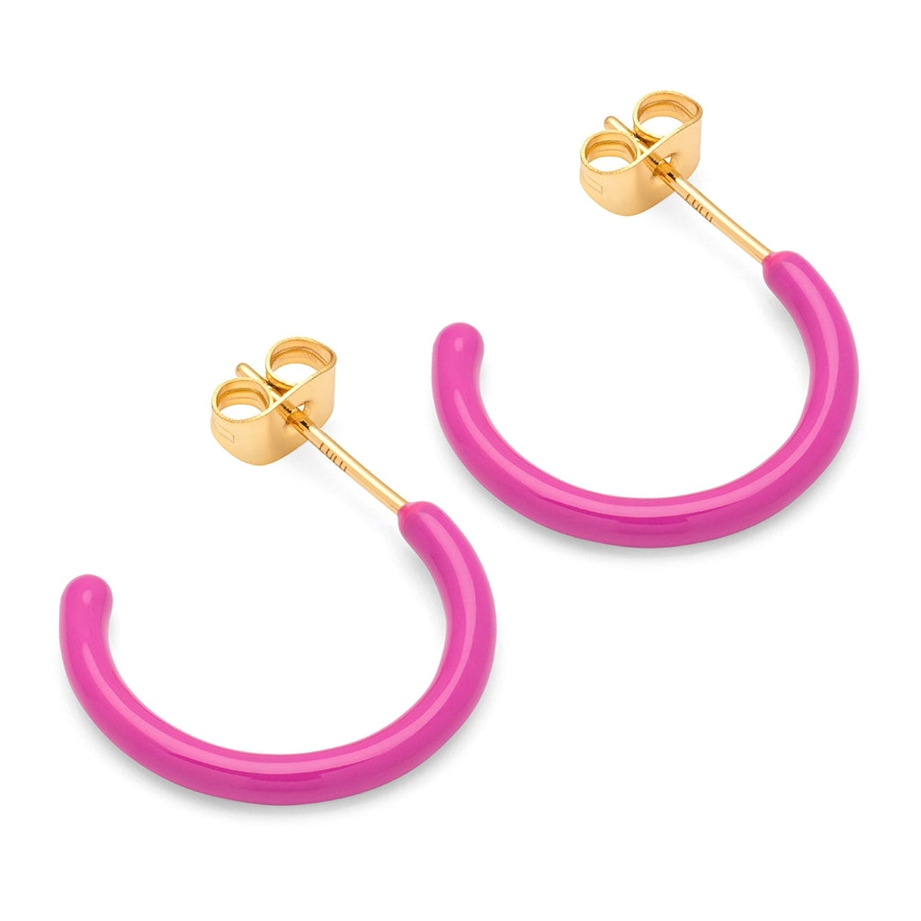 LULU Copenhagen Color Hoops Medium pair Hoops Electric Fuchsia Pink