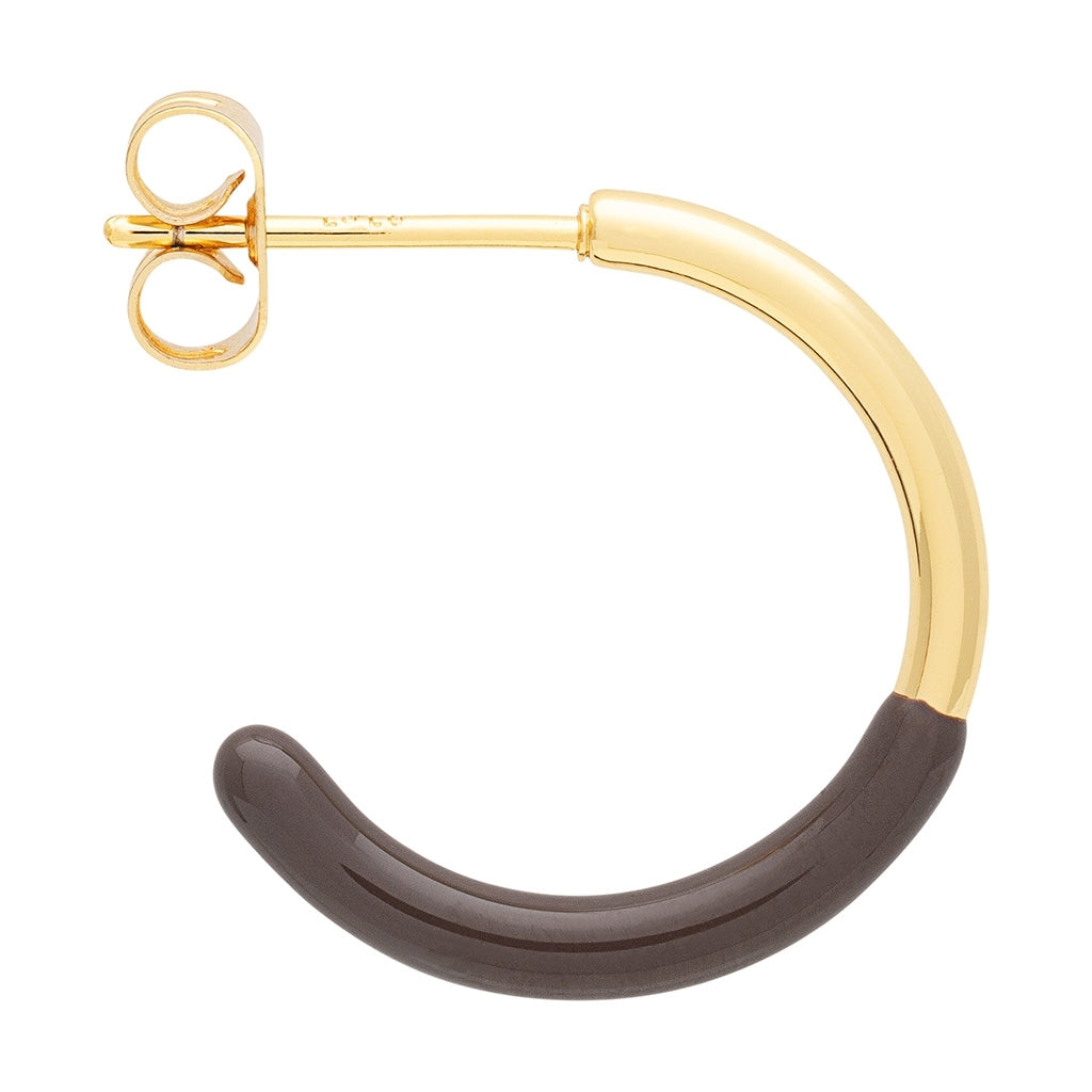LULU Copenhagen Color Hoops half Dip Medium pair - Gold plated brass Hoops Cocoa Powder