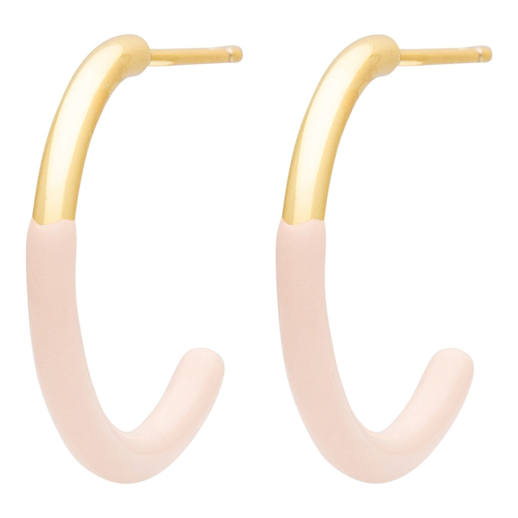 LULU Copenhagen Color Hoops half Dip Medium pair - Gold plated brass Hoops Dusty Peach