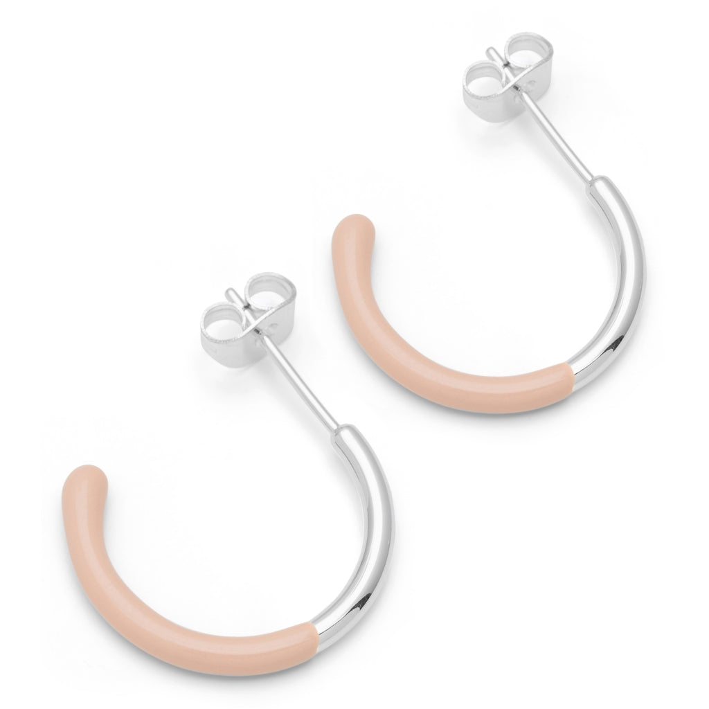 LULU Copenhagen Color Hoops half Dip Medium pair - silver plated Hoops Dusty Peach