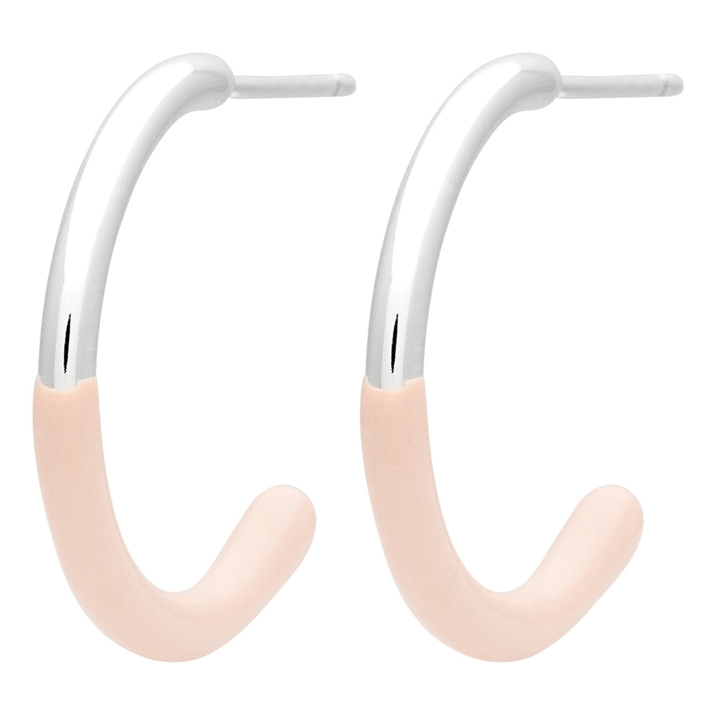 LULU Copenhagen Color Hoops half Dip Medium pair - silver plated Hoops Dusty Peach