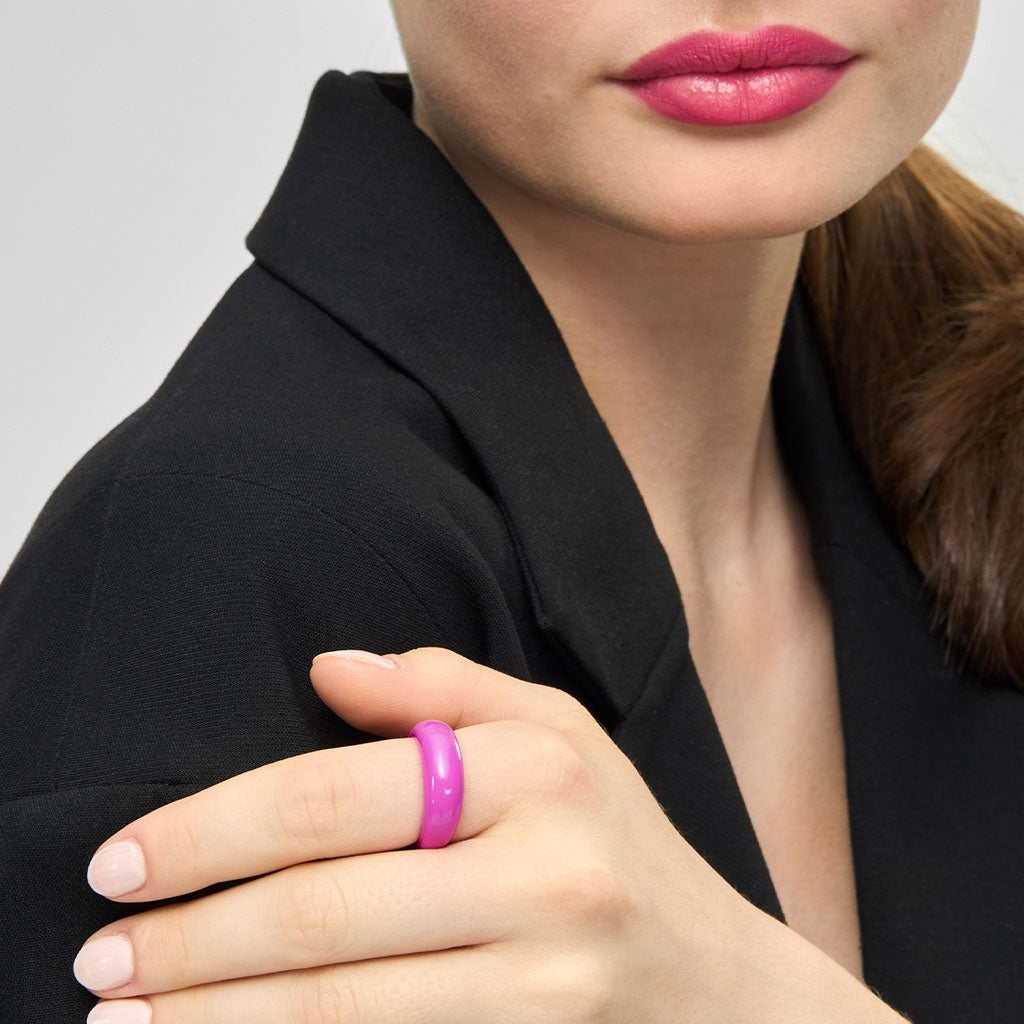 LULU Copenhagen Color Ring Chunky Rings Electric Fuchsia Pink