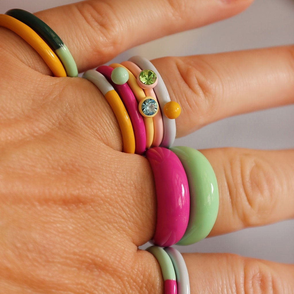 LULU Copenhagen Color Ring Crystal Rings Silk Light Pink