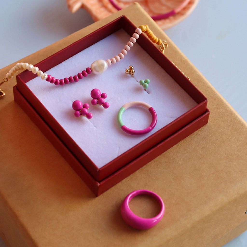 LULU Copenhagen Color Ring Quatro Rings Pink Sunset
