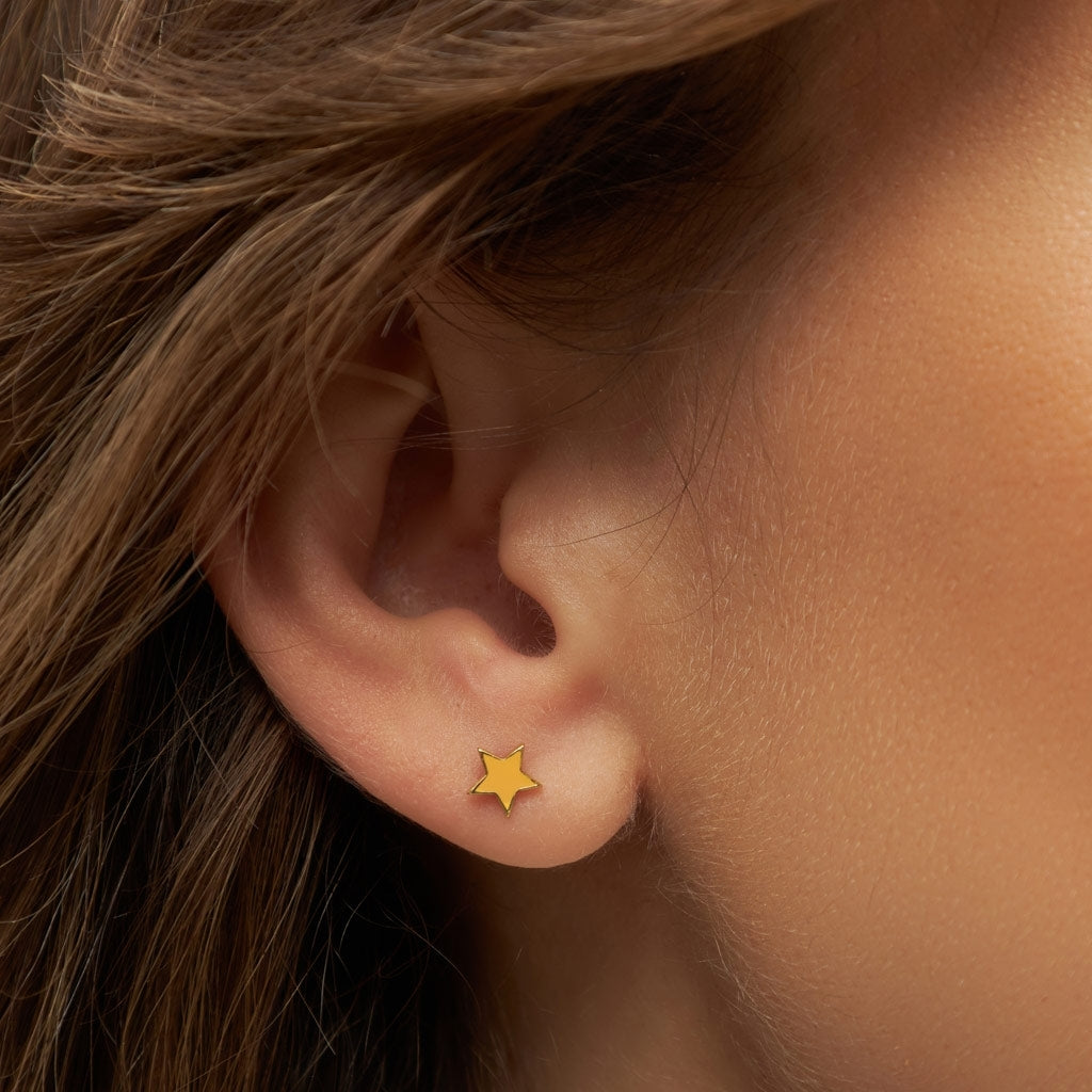 LULU Copenhagen Color Star earring 1 pcs gold plated Ear stud, 1 pcs Marigold