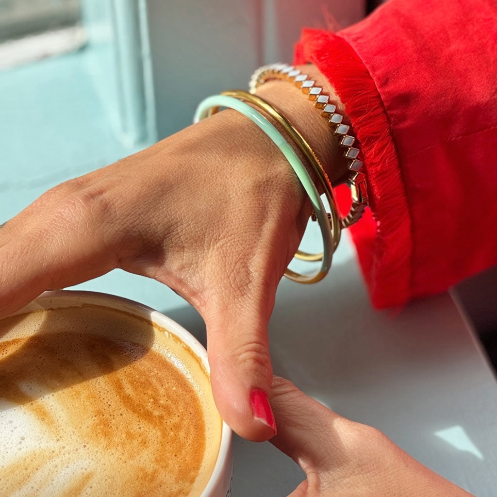 LULU Copenhagen Confetti Bangle - Gold Plated Bracelets Skyride Blue