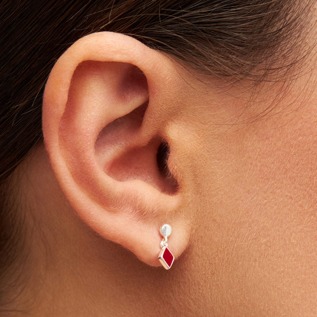 LULU Copenhagen Confetti Dangling earring 1 pcs silver plated Ear stud, 1 pcs Passion Red