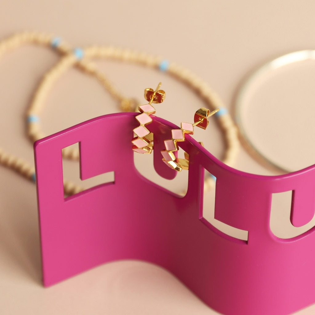LULU Copenhagen Confetti Hoops Pair gold plated Hoops Light Pink