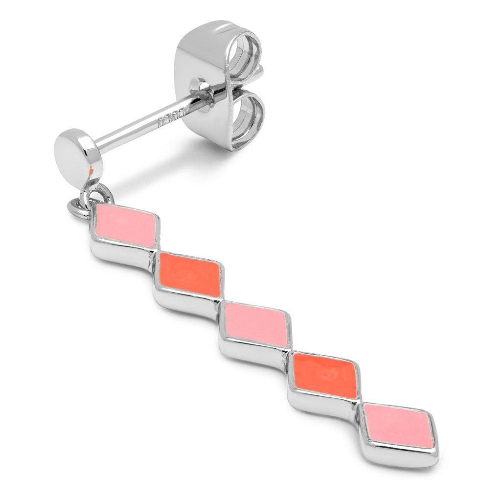 LULU Copenhagen Confetti Long earring 1 pcs silver plated Ear stud, 1 pcs Orange Coral - Light Pink