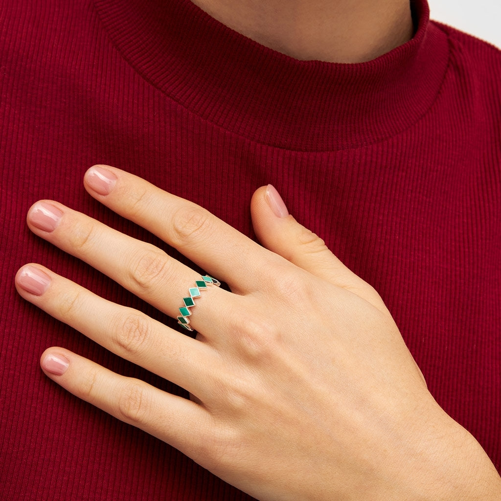 LULU Copenhagen Confetti Ring silver Rings Green
