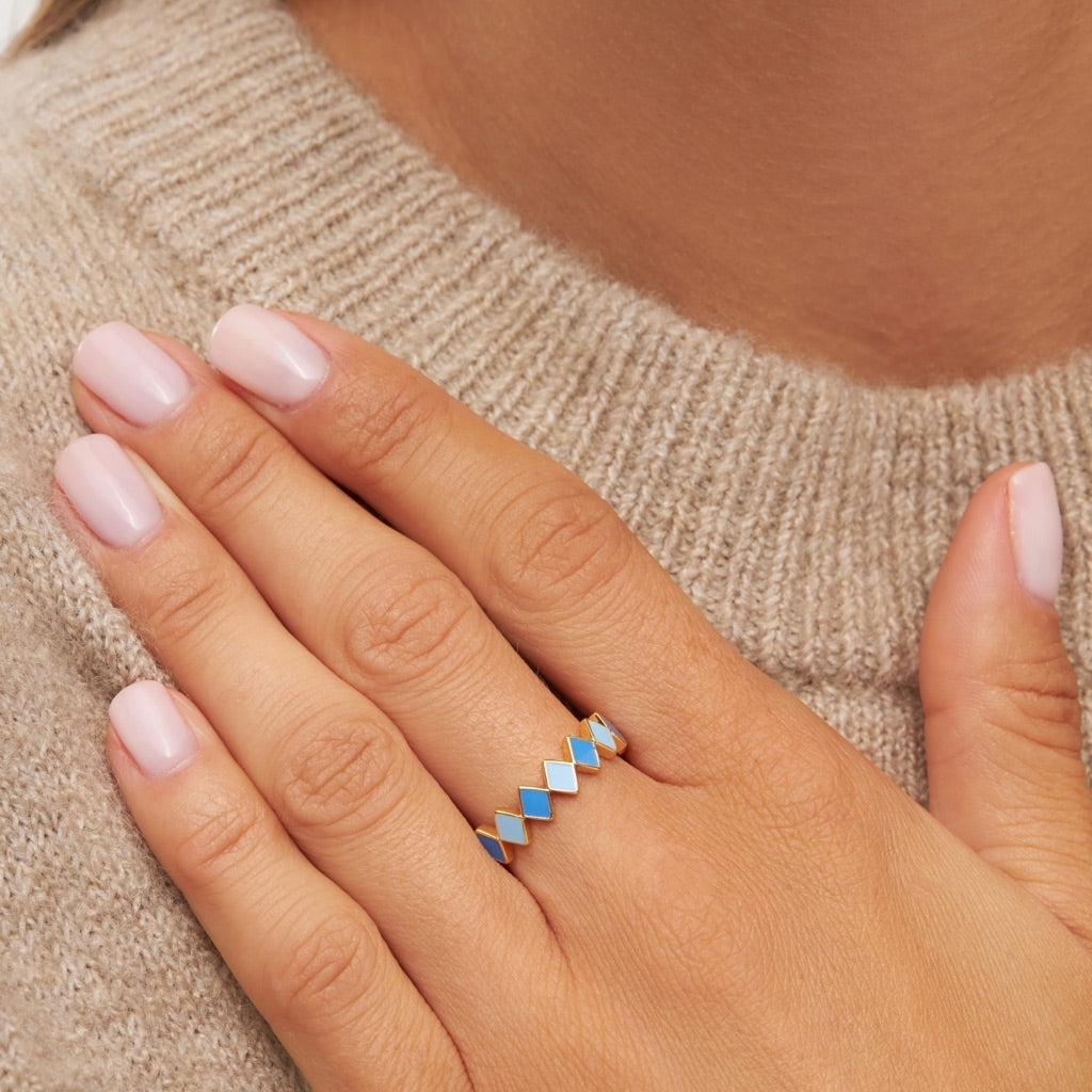 LULU Copenhagen Confetti Ring gold plated Rings Blue