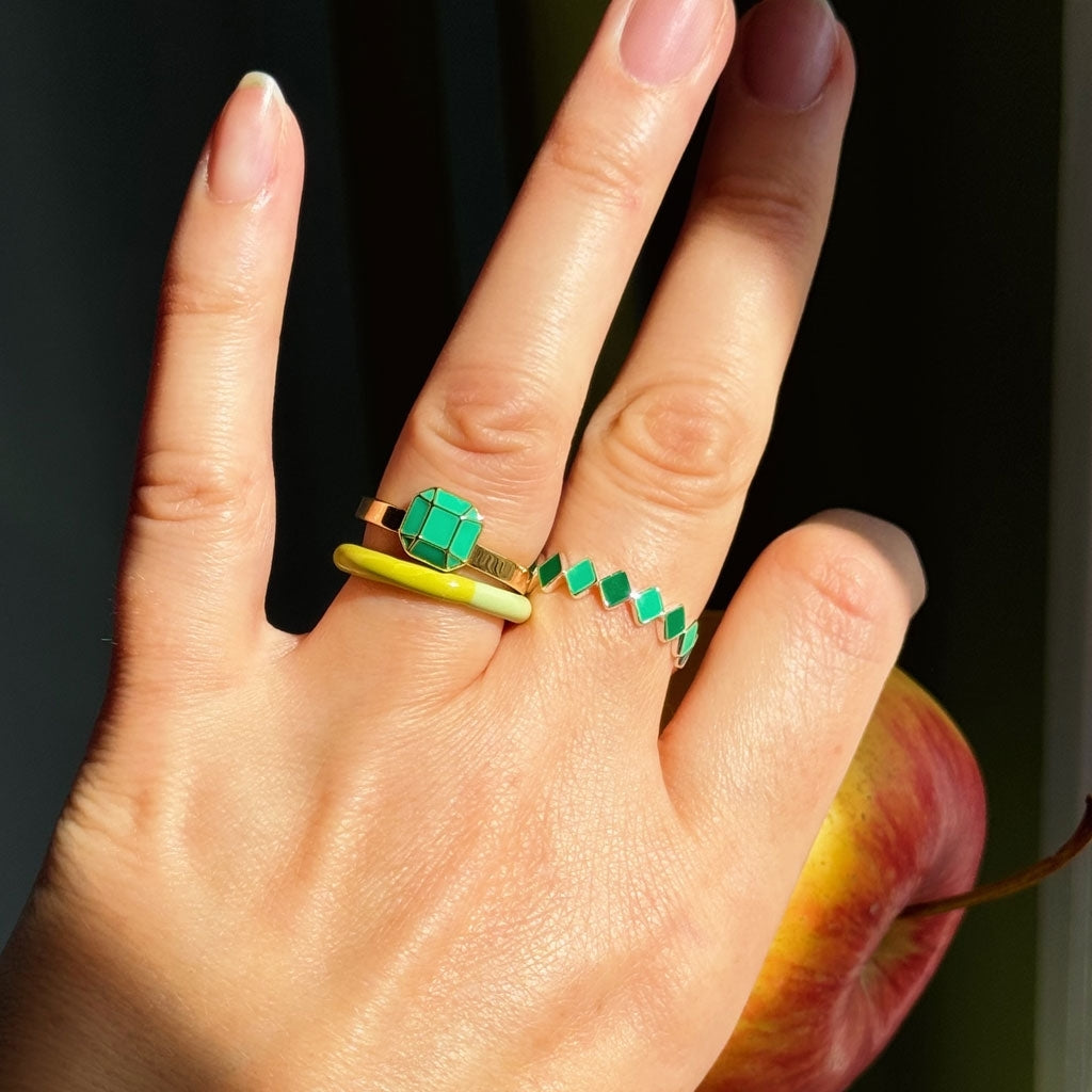 LULU Copenhagen Confetti Ring gold plated Rings Green