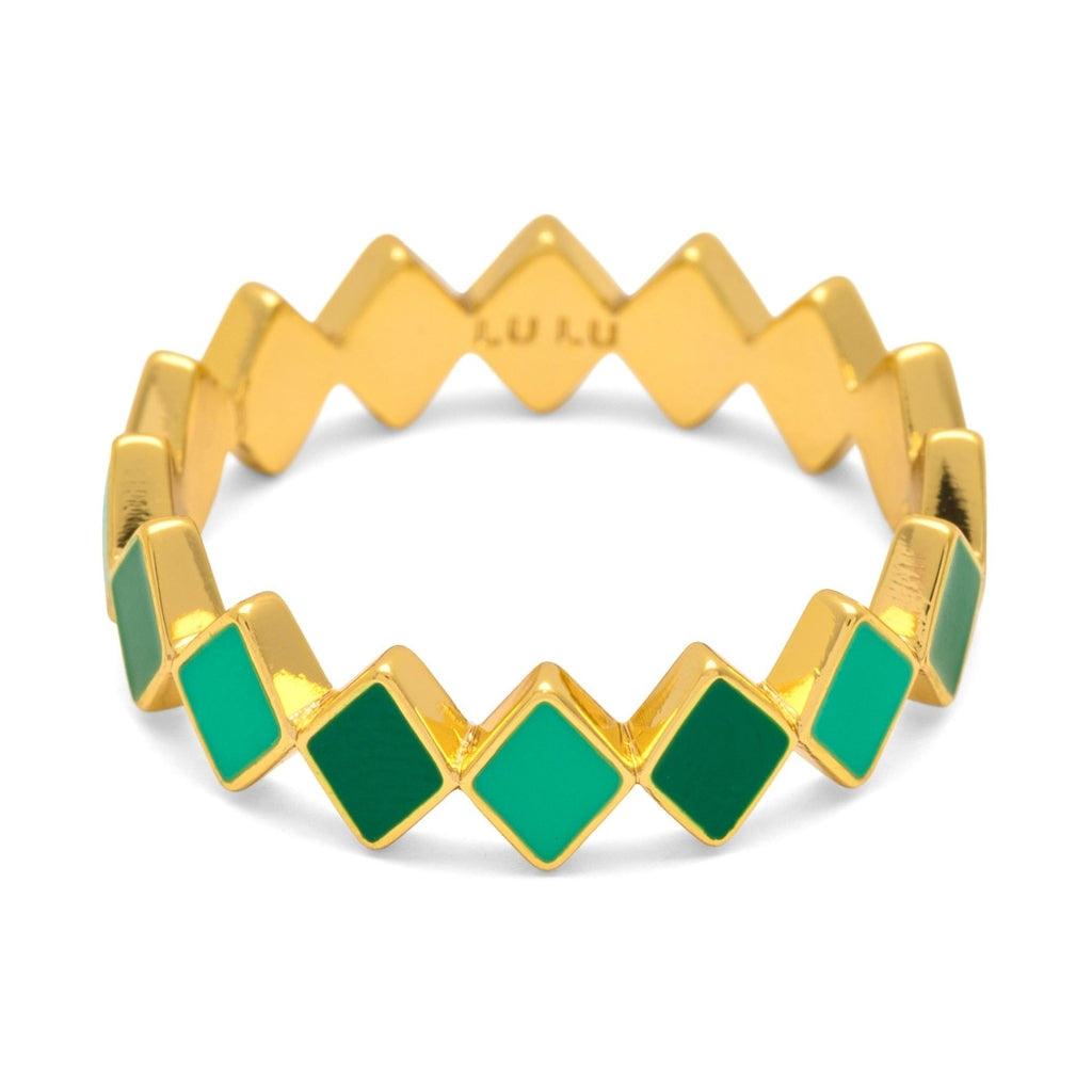 LULU Copenhagen Confetti Ring gold plated Rings Green
