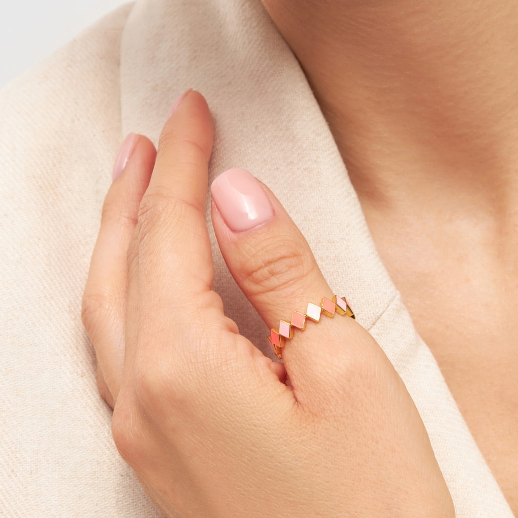 LULU Copenhagen Confetti Ring gold plated Rings Pink
