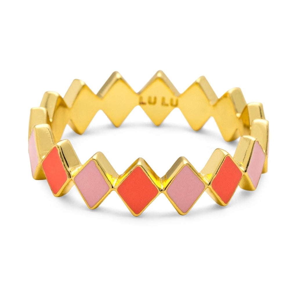 LULU Copenhagen Confetti Ring gold plated Rings Pink