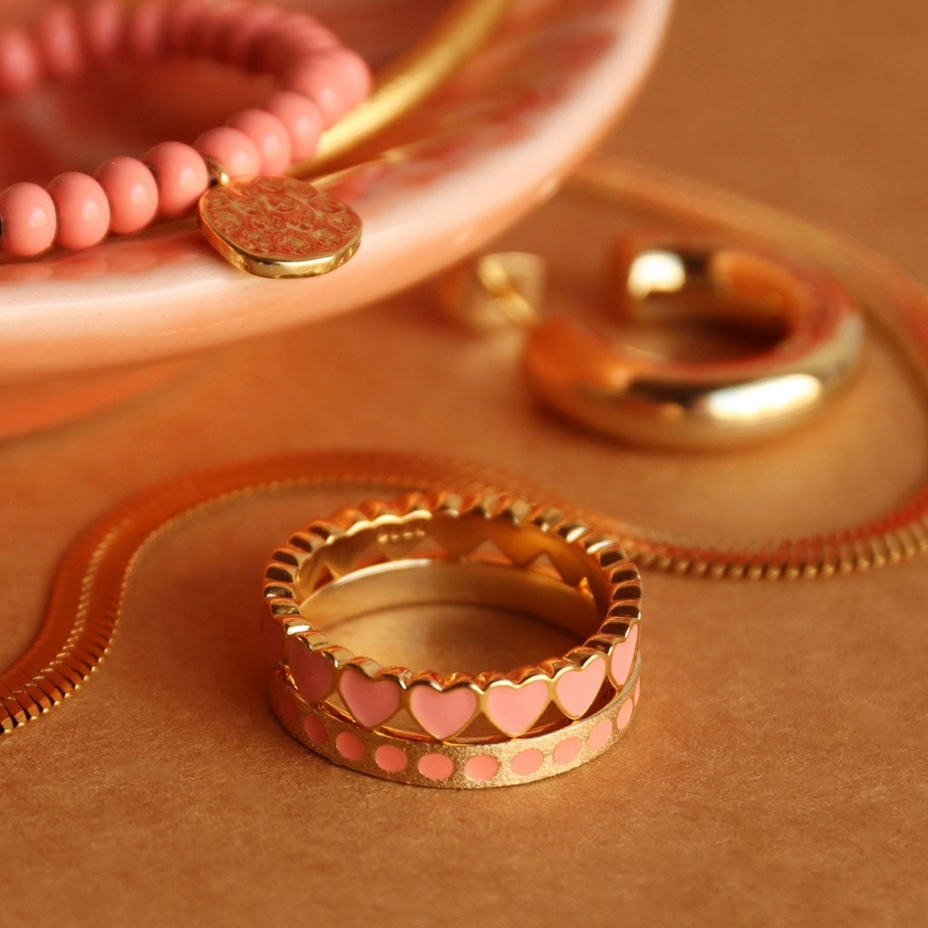 LULU Copenhagen Connected Hearts Ring Rings Burnt Coral