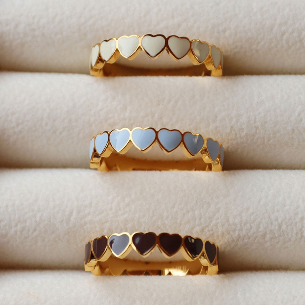 LULU Copenhagen Connected Hearts Ring Rings Coconut Milk