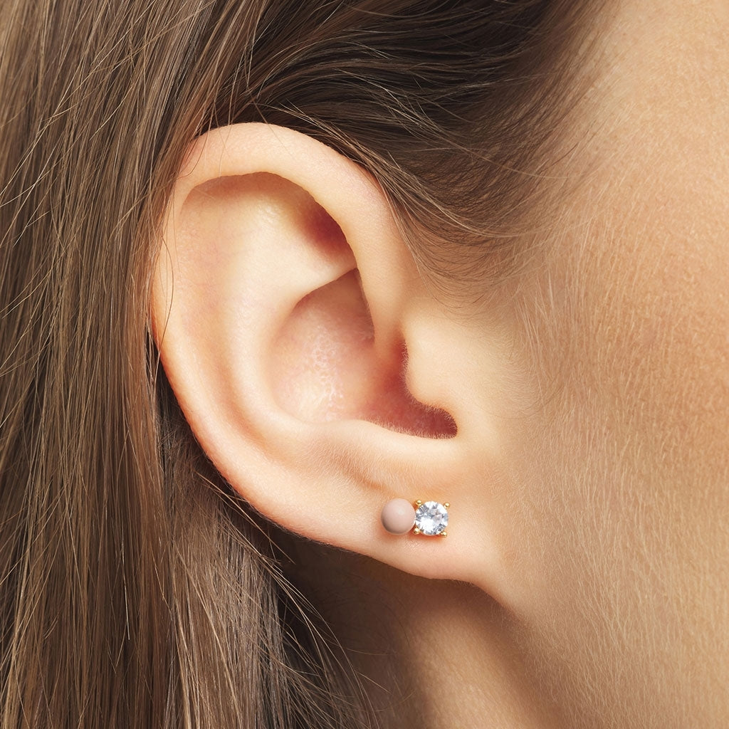 LULU Copenhagen Diamond Eye earring 1 pcs Ear stud, 1 pcs Dusty Peach/Crystal