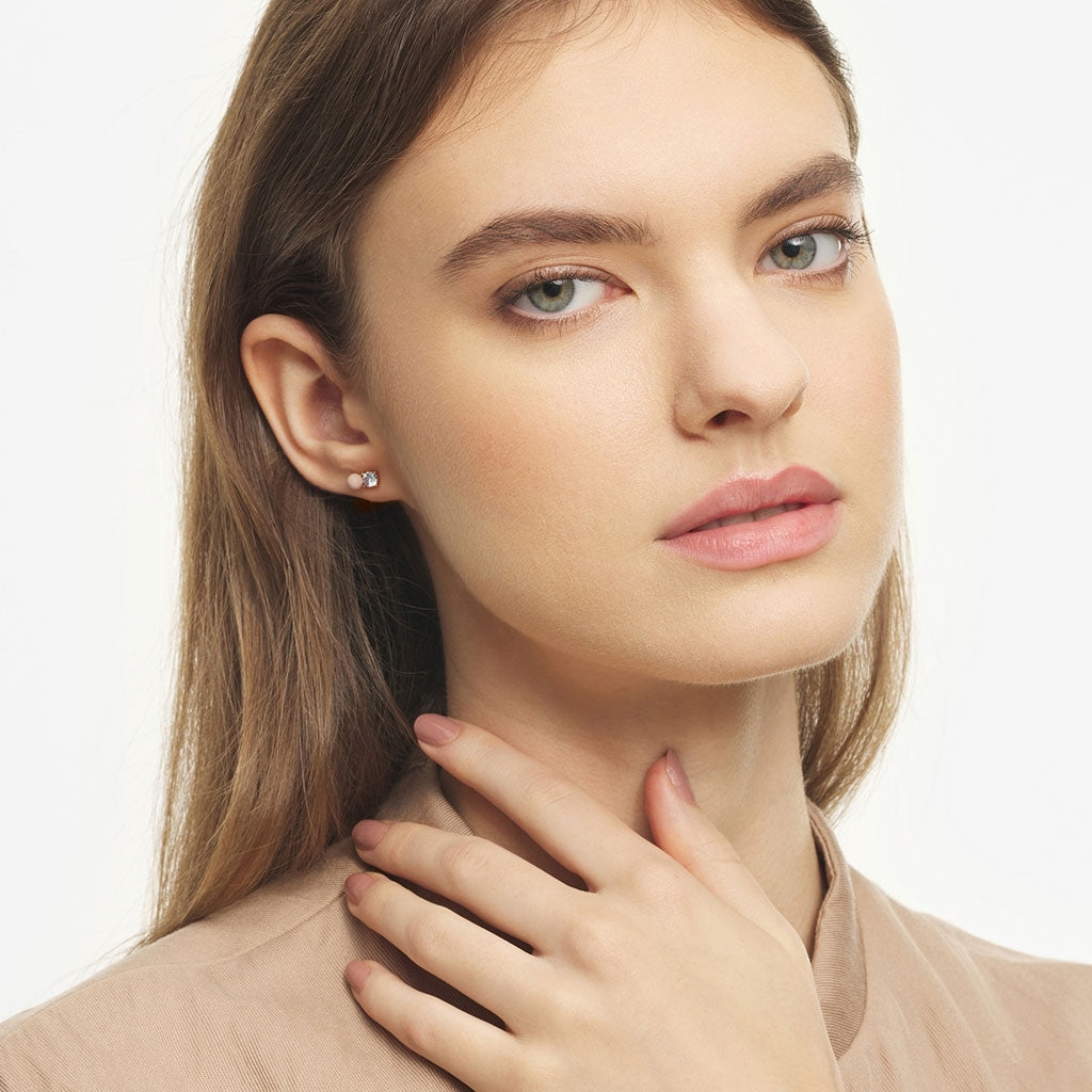 LULU Copenhagen Diamond Eye earring 1 pcs Ear stud, 1 pcs Dusty Peach/Crystal