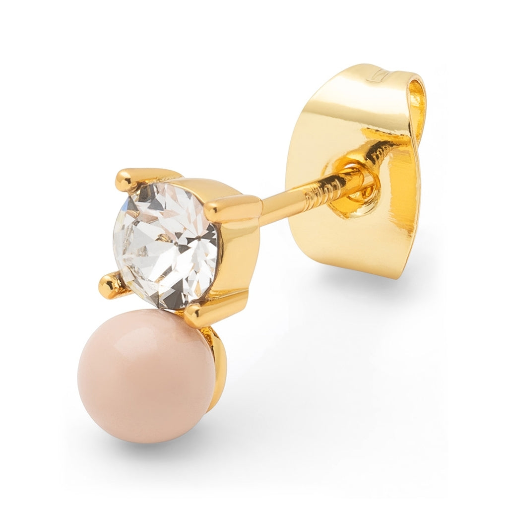 LULU Copenhagen Diamond Eye earring 1 pcs Ear stud, 1 pcs Dusty Peach/Crystal