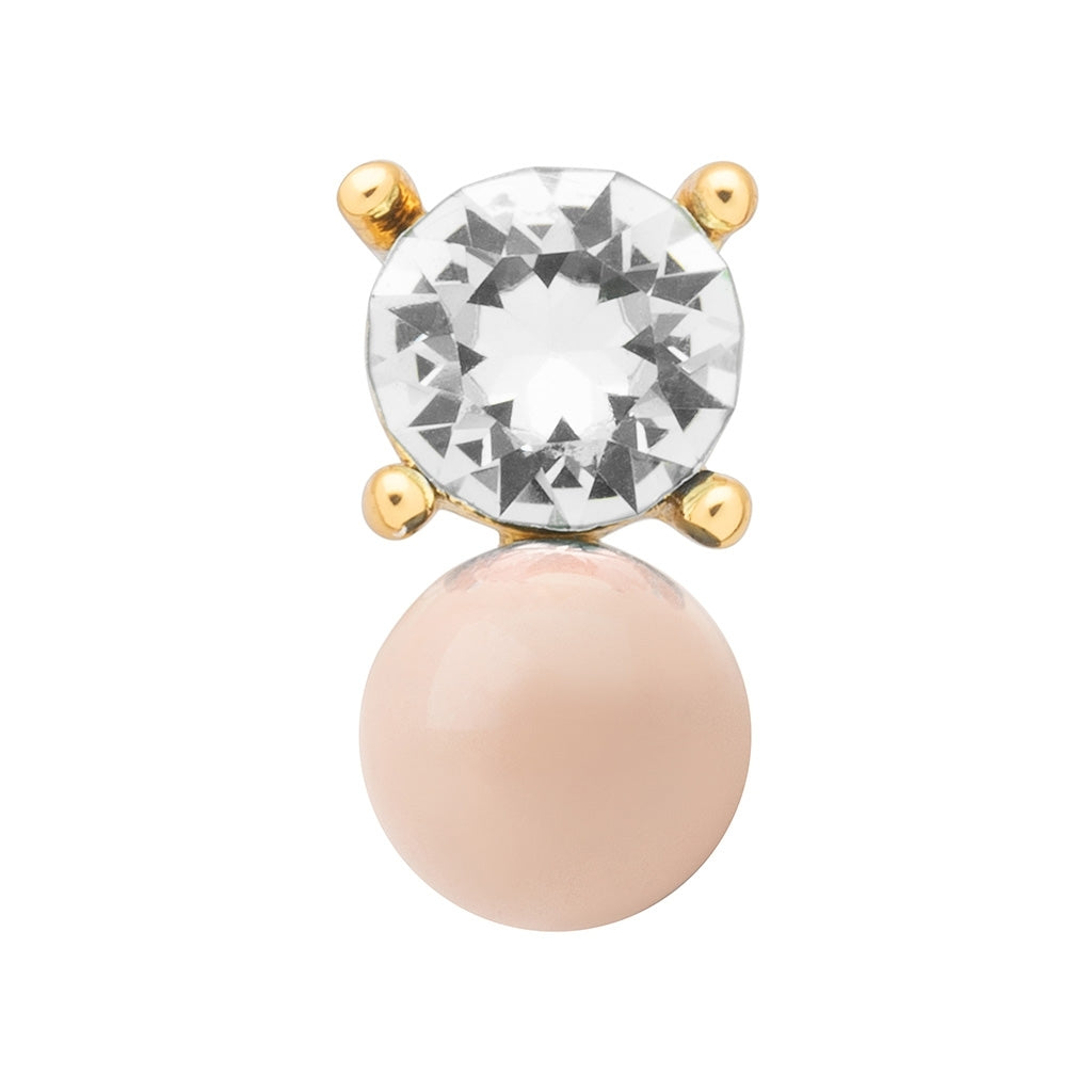 LULU Copenhagen Diamond Eye earring 1 pcs Ear stud, 1 pcs Dusty Peach/Crystal