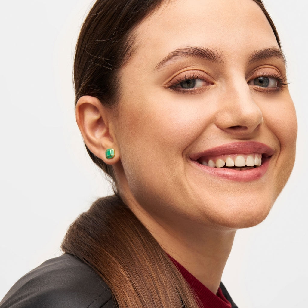 LULU Copenhagen Diamond Large earring 1 pcs gold plated Ear stud, 1 pcs Light Green