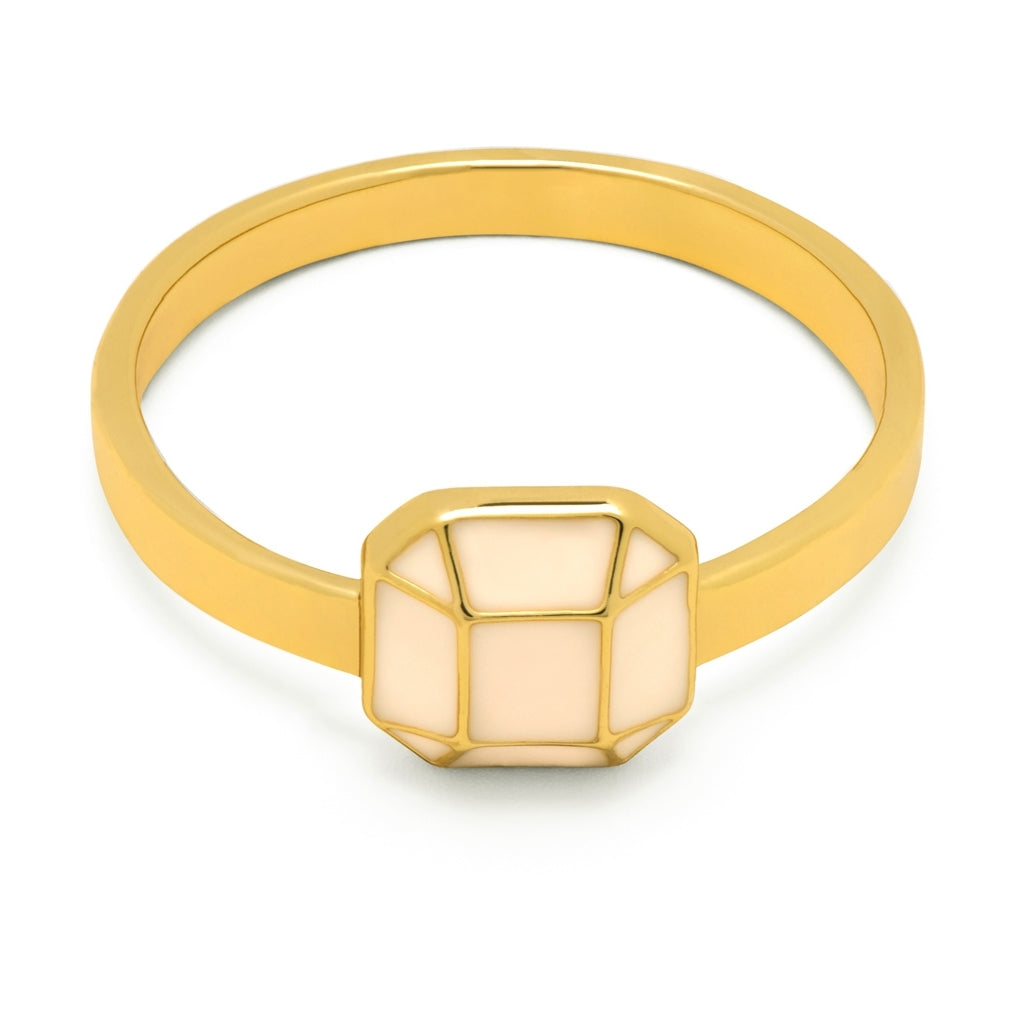 LULU Copenhagen Diamond Ring Large gold plated Rings Buttercream