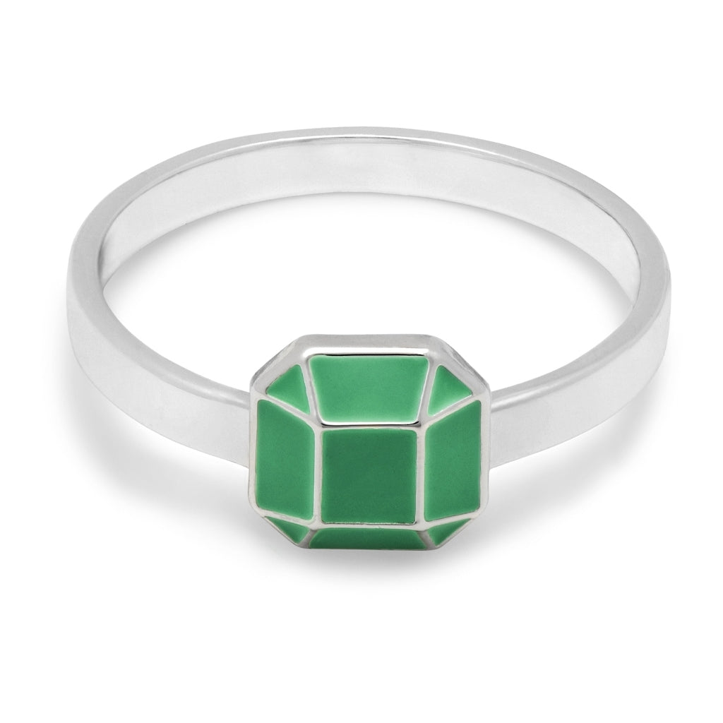 LULU Copenhagen Diamond Ring Large silver Rings Light Green