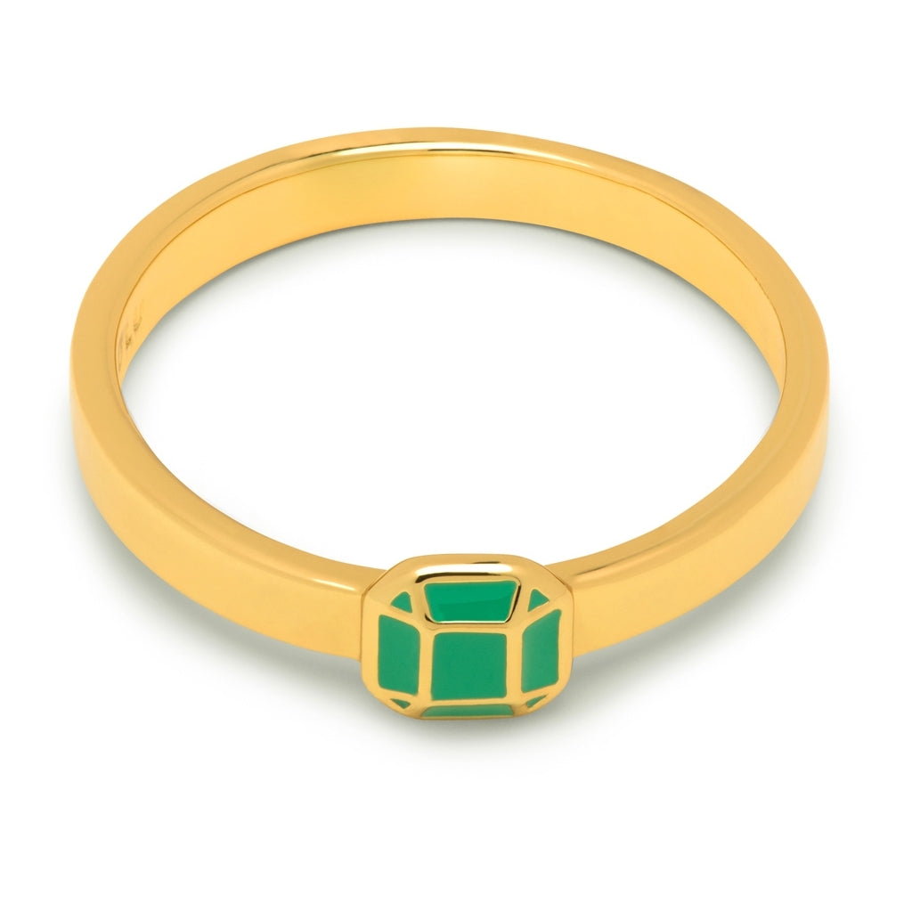 LULU Copenhagen Diamond Ring Small gold plated Rings Light Green