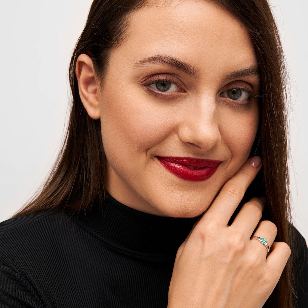 LULU Copenhagen Diamond Ring Small silver Rings Light Green