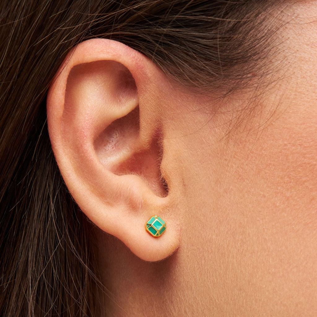 LULU Copenhagen Diamond Small earring 1 pcs gold plated Ear stud, 1 pcs Light Green