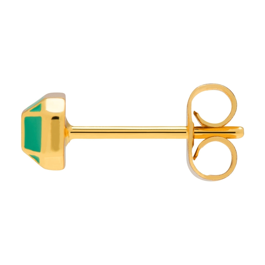 LULU Copenhagen Diamond Small earring 1 pcs gold plated Ear stud, 1 pcs Light Green