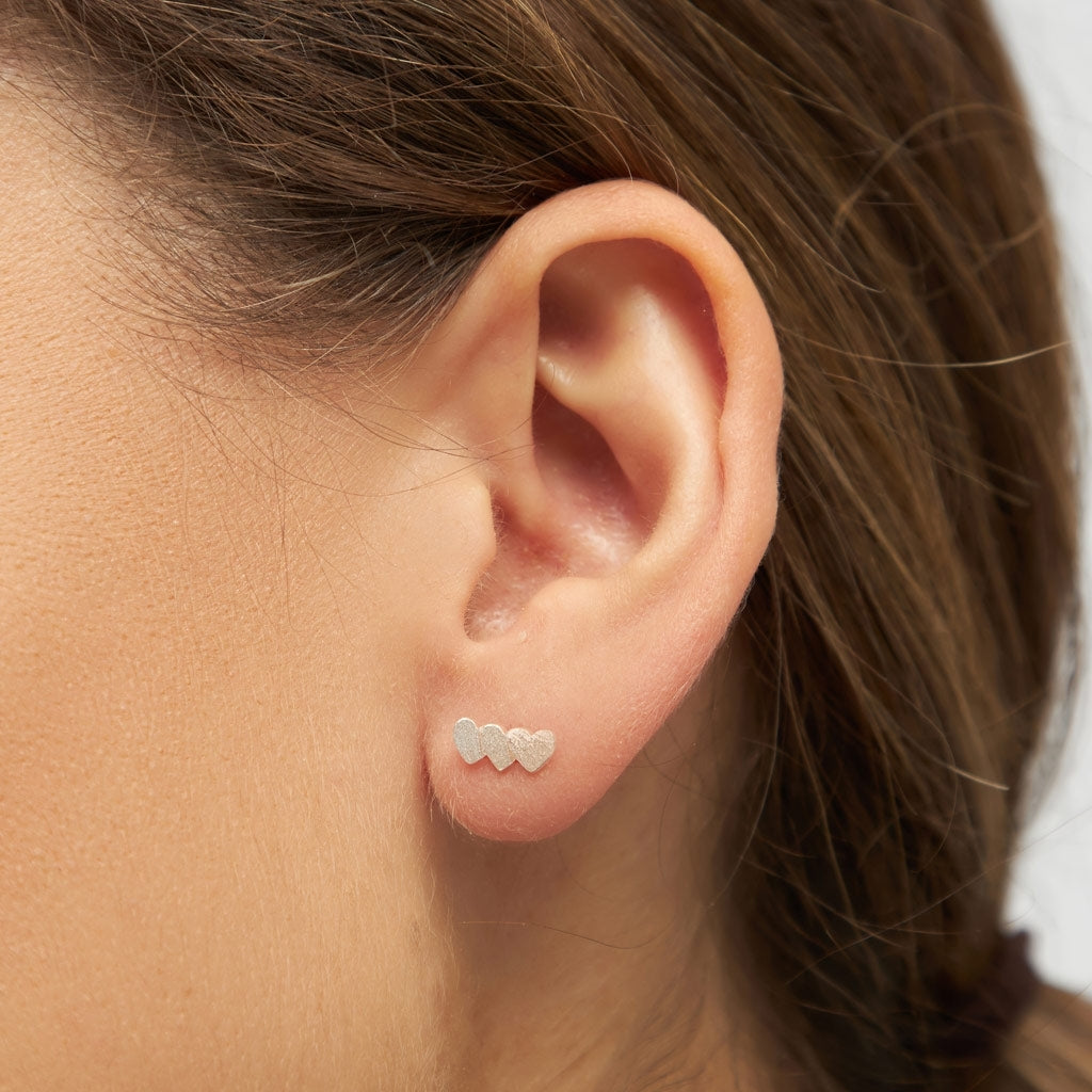 LULU Copenhagen Domino Hearts 3 earring 1 pcs Ear stud, 1 pcs Silver