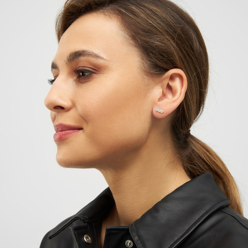 LULU Copenhagen Domino Hearts 3 earring 1 pcs Ear stud, 1 pcs Silver