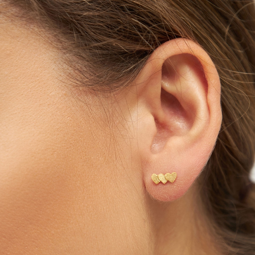 LULU Copenhagen Domino Hearts 3 earring 1 pcs Ear stud, 1 pcs Gold plated