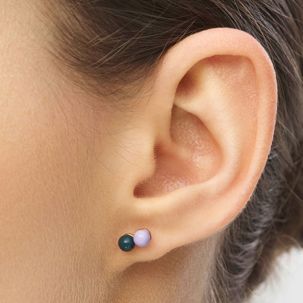 LULU Copenhagen Double Color Ball earring 1 pcs Ear stud, 1 pcs North Sea Green/Purple