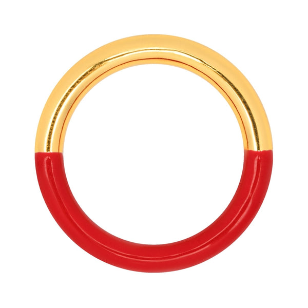 LULU Copenhagen Double Color Ring - Gold plated Rings Gold/Passion Red