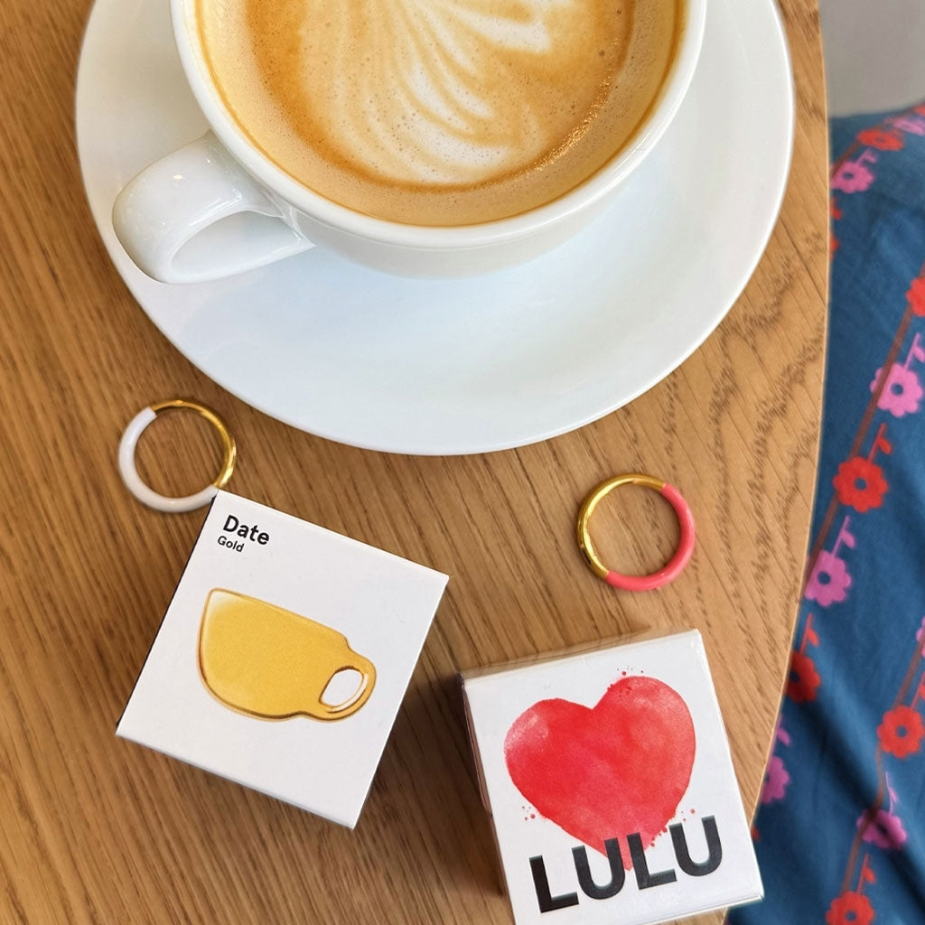 LULU Copenhagen Double Color Ring gold plated Rings Gold/Coral Pink