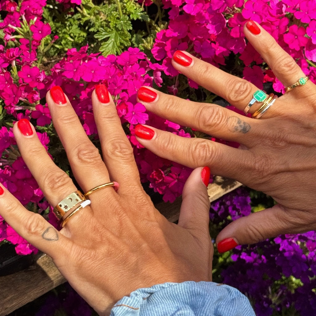 LULU Copenhagen Double Color Ring gold plated Rings Gold/Coral Pink