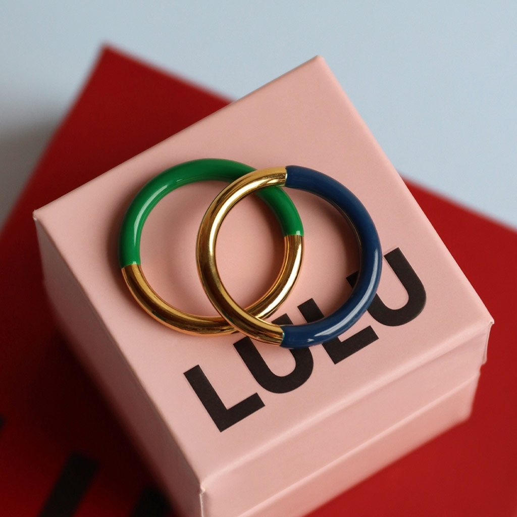 LULU Copenhagen Double Color Ring gold plated Rings Gold/Green