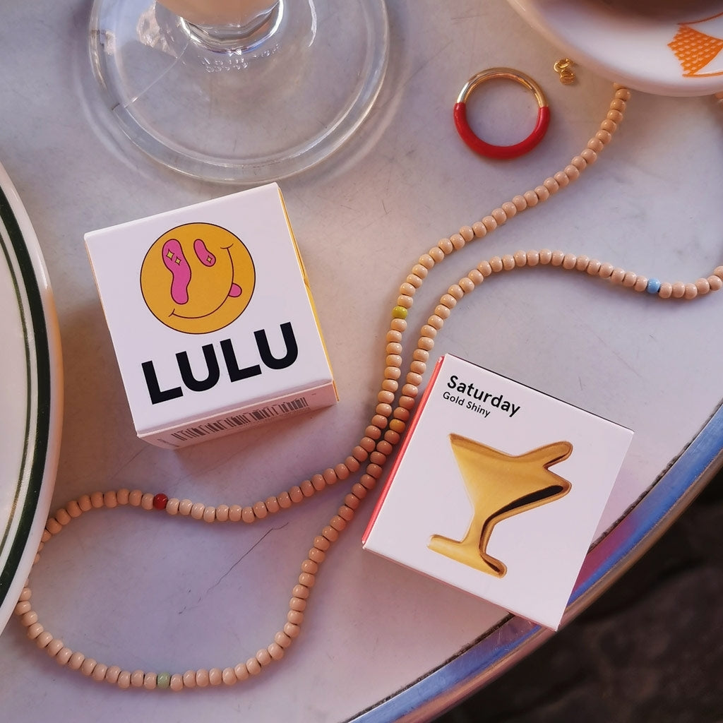 LULU Copenhagen Double Color Ring gold plated Rings Gold/Passion Red