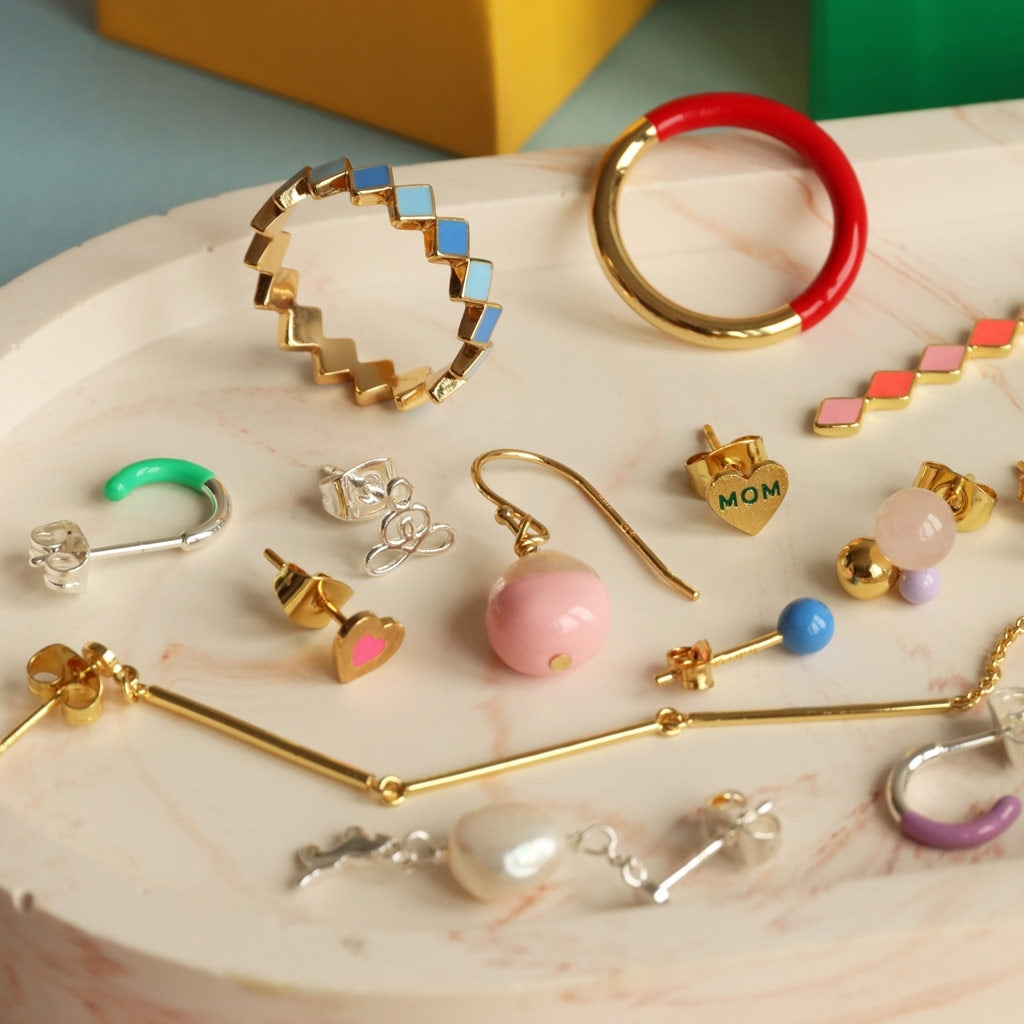 LULU Copenhagen Double Color Ring gold plated Rings Gold/Passion Red