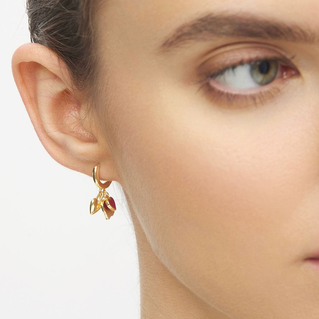 LULU Copenhagen Endless Love earring 1 pcs - gold plated Ear stud, 1 pcs Passion Red